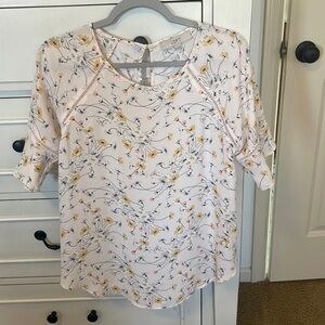 Loft pink flower top. Size small